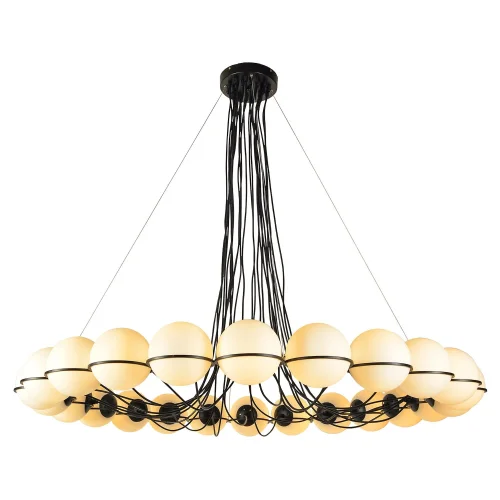 Люстра подвесная LSP-8176 Lussole белая на 24 лампы, основание чёрное в стиле современный шар