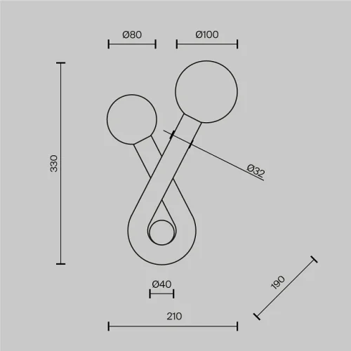 Бра Vortex MOD476WL-02B Maytoni белый на 2 лампы, основание чёрное в стиле современный шар фото 5