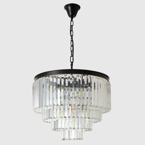 Люстра подвесная MAXIME SP6 BLACK Crystal Lux прозрачная на 6 ламп, основание чёрное в стиле американский фото 2