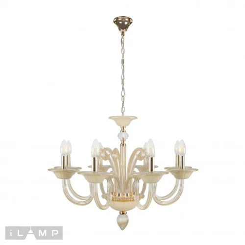 Люстра подвесная Classic P2318-8GD iLamp без плафона на 8 ламп, основание бежевое золотое в стиле современный американский 
