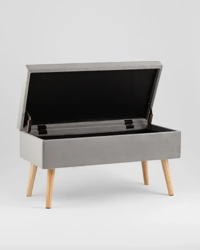 Банкетка Сторми с ящиком, велюр серый УТ000041747 Stool Group на 1 , основание в стиле современный фото 2