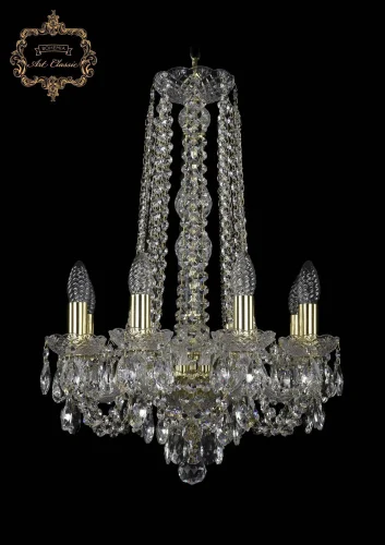 Люстра подвесная хрустальная 11.11.8.141.h-62.Gd.Sp Bohemia Art Classic прозрачная на 8 ламп, основание золотое в стиле классический 