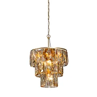 Люстра подвесная V5278-8/6+1 Vitaluce янтарная на 7 ламп, основание золотое в стиле современный классический 