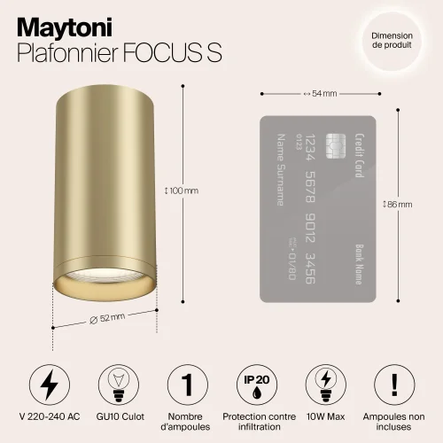 Светильник накладной Focus S C052CL-01MG Maytoni матовый золото на 1 лампу, основание матовое золото в стиле современный хай-тек круглый фото 4