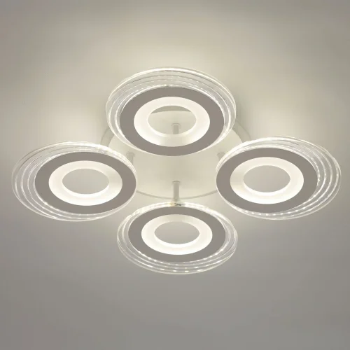 Люстра потолочная LED с пультом Мадлен 424013605 DeMarkt белая на 1 лампа, основание белое в стиле хай-тек с пультом кольца фото 4