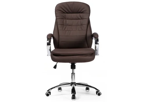Компьютерное кресло Tomar коричневое 1743 Woodville, коричневый/искусственная кожа, ножки/металл/хром, размеры - *1260***680*680 фото 2