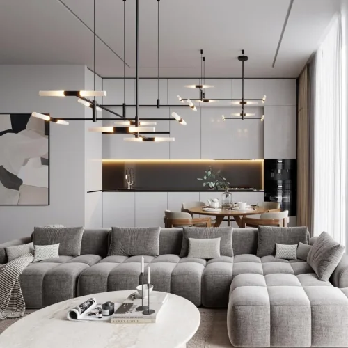 Светильник подвесной Soho 4307/16 Odeon Light белый на 16 ламп, основание чёрное в стиле хай-тек квадраты фото 3