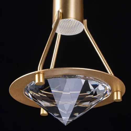 Светильник подвесной LED Ауксис 722012301 DeMarkt прозрачный 1 лампа, основание золотое в стиле хай-тек  фото 6