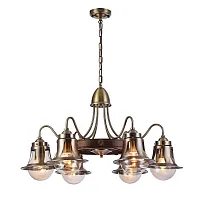 Люстра подвесная Croce OML-50703-06 Omnilux прозрачная на 6 ламп, основание бронзовое коричневое в стиле кантри 
