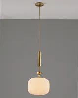 Светильник подвесной Creamy V10911-P Moderli белый 1 лампа, основание золотое в стиле модерн выдувное