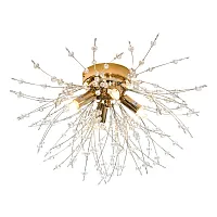 Люстра потолочная Davie LSP-8781 Lussole прозрачная на 4 лампы, основание золотое в стиле флористика современный ветви
