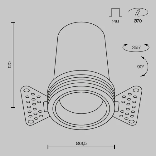 Светильник точечный Focus Led DL125-L12-3K-TRS-B Maytoni чёрный на 1 лампу, основание чёрное в стиле современный хай-тек для затирки круглый фото 9