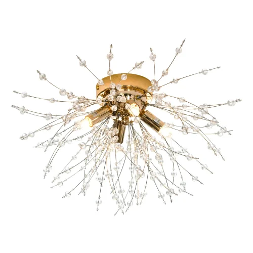 Люстра потолочная Davie LSP-8781 Lussole прозрачная на 4 лампы, основание золотое в стиле флористика современный ветви