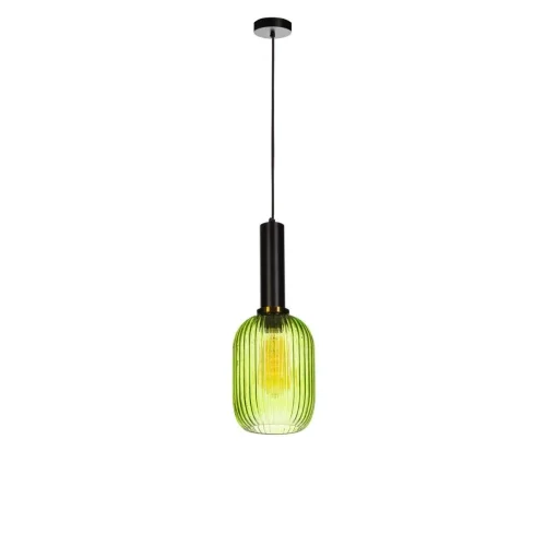 Светильник подвесной Iris 2072-A+BL LOFT IT зелёный на 1 лампу, основание чёрное в стиле лофт выдувное