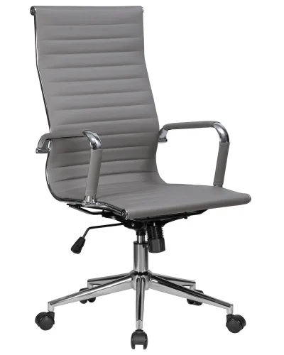 Офисное кресло для руководителей DOBRIN CLARK SIMPLE (серый (47)) цвет сиденья серый (47), цвет основания хромированная сталь Dobrin, серый/экокожа, ножки/металл/, размеры - 1090*1150****