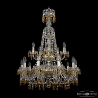 Люстра подвесная 1410/10+5/240/XL-91/2d G V1003 Bohemia Ivele Crystal без плафона на 15 ламп, основание золотое в стиле классический виноград