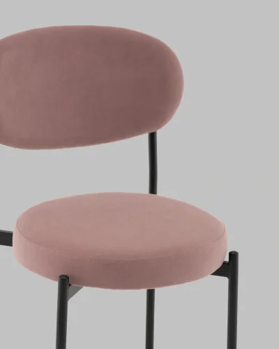 Стул Полубарный Бриф DD велюр пыльно-розовый УТ000041514 Stool Group, розовый/велюр, ножки/сталь/чёрный, размеры - ***** фото 6