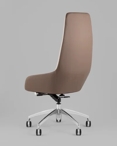 Кресло руководителя TopChairs Soulo, бежевый, коричневый УТ000039417 Stool Group, бежевый/экокожа, ножки/металл/хром, размеры - *1220**** фото 5