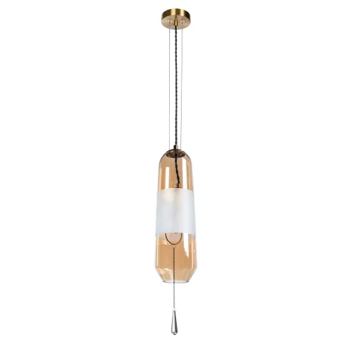 Светильник подвесной Lich 5012/28 SP-1 Divinare янтарный 1 лампа, основание бронзовое в стиле современный 