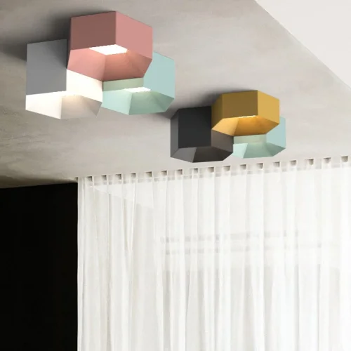 Светильник потолочный HEXAGON A 101669-26 ImperiumLoft зелёный на 3 лампы, основание зелёное в стиле современный фото 14
