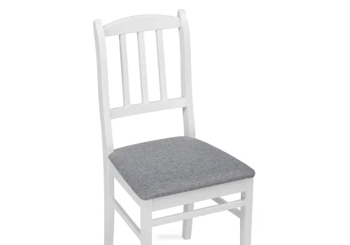 Деревянный стул Мириел белый / серый 527065 Woodville, серый/ткань, ножки/массив березы дерево/белый, размеры - ****450*500 фото 5