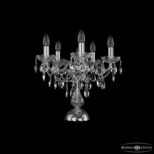 Настольная лампа 1415L/5/141-39 Ni Bohemia Ivele Crystal без плафона 5 ламп, основание прозрачное никель стекло хрусталь металл в стиле классический sp
