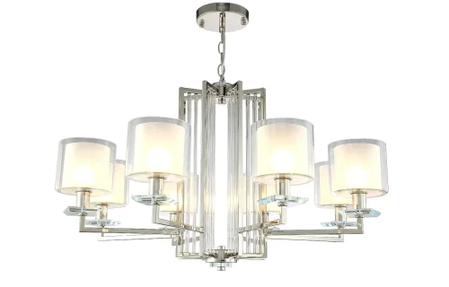 Люстра подвесная NICOLAS SP-PL8 NICKEL/WHITE Crystal Lux белая на 8 ламп, основание никель в стиле современный фото 4 Люстра подвесная NICOLAS SP-PL8 NICKEL/WHITE Crystal Lux белая на 8 ламп, основание никель в стиле современный фото 4