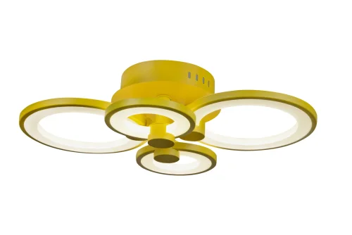 Люстра потолочная LED с пультом Ring A001/4 Yellow iLedex жёлтая на 1 лампа, основание жёлтое в стиле современный хай-тек с пультом кольца