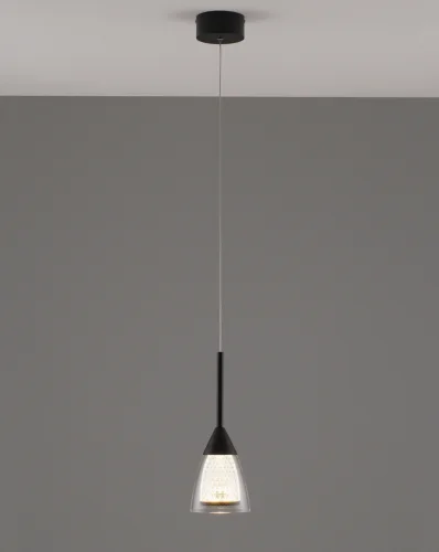 Светильник подвесной LED Leina V10869-PL Moderli прозрачный 1 лампа, основание чёрное в стиле современный 