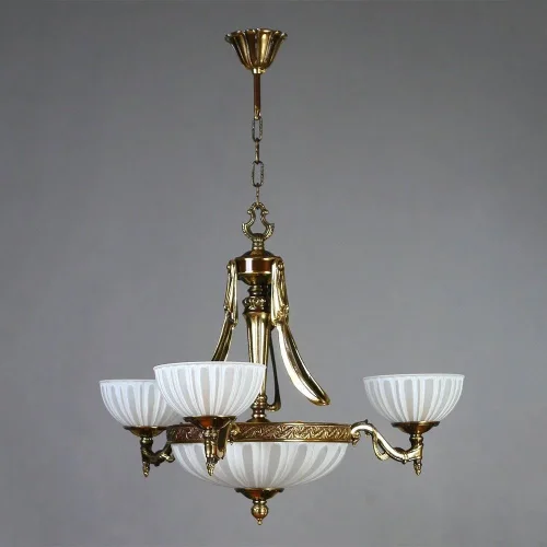 Люстра подвесная  NAVARRA 02228/3 PB AMBIENTE by BRIZZI белая на 6 ламп, основание бронзовое в стиле классический 
