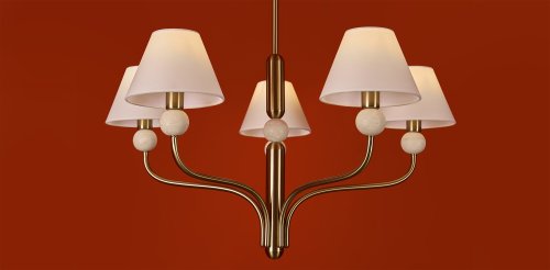 Люстра на штанге Aurelia FR2058PL-05BS Freya белая на 5 ламп, основание латунь в стиле классический кантри американский фото 8 Люстра на штанге Aurelia FR2058PL-05BS Freya белая на 5 ламп, основание латунь в стиле классический кантри американский фото 8