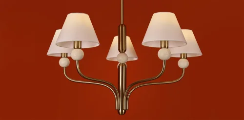 Люстра на штанге Aurelia FR2058PL-05BS Freya белая на 5 ламп, основание латунь в стиле классический американский кантри фото 8 Люстра на штанге Aurelia FR2058PL-05BS Freya белая на 5 ламп, основание латунь в стиле классический американский кантри фото 8