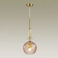 Светильник подвесной Bella 4862/1 Odeon Light прозрачный янтарный 1 лампа, основание золотое в стиле модерн 