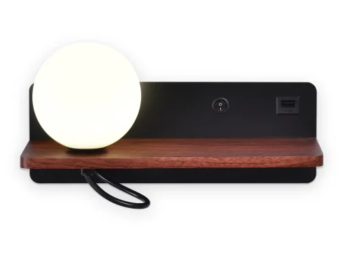 Бра с выключателем LED с usb FW521 Ambrella light белый на 1 лампа, основание коричневое в стиле минимализм хай-тек с полкой фото 4