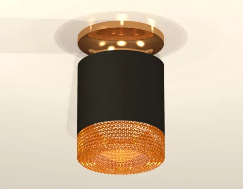 Светильник накладной XS7402103 Ambrella light чёрный коричневый 1 лампа, основание золотое в стиле хай-тек современный круглый фото 3
