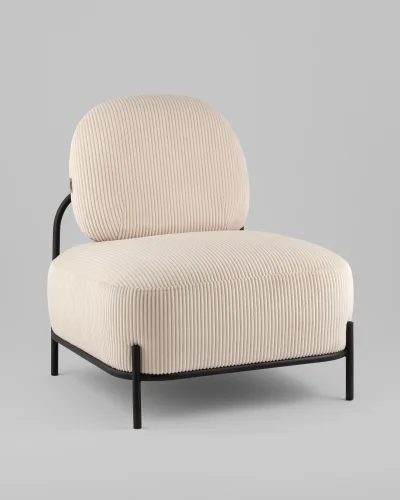 Кресло Стоун велюр рельефный молочный УТ000039986 Stool Group, молочный/велюр, ножки/металл/чёрный, размеры - *780***710*680мм