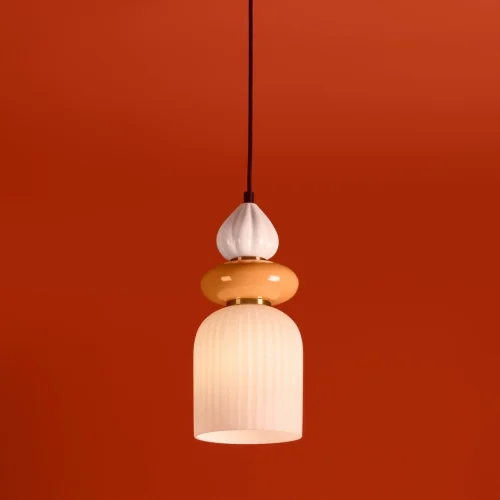 Светильник подвесной Alzare FR5595PL-01B3 Freya разноцветный белый на 1 лампу, основание чёрное в стиле современный мемфис фото 3 Светильник подвесной Alzare FR5595PL-01B3 Freya разноцветный белый на 1 лампу, основание чёрное в стиле современный мемфис фото 3