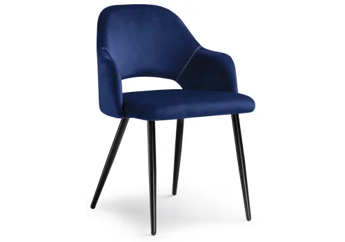 Стул на металлокаркасе Konor dark blue / black 11952 Woodville, синий/велюр, ножки/металл/, размеры - *780***540*550