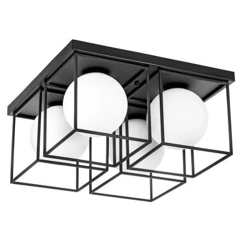 Люстра потолочная Gabbia 732147 Lightstar белая на 4 лампы, основание чёрное в стиле современный шар