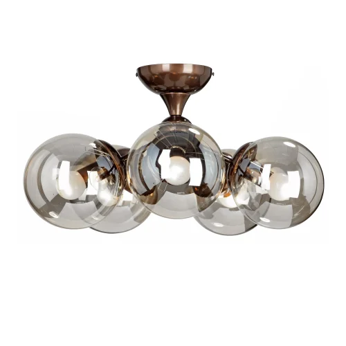 Люстра потолочная V3954-7/5PL Vitaluce янтарная на 5 ламп, основание бронзовое в стиле арт-деко шар фото 4
