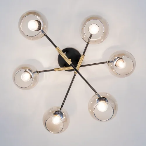 Люстра потолочная Анри CL124165 Citilux янтарная на 6 ламп, основание чёрное в стиле современный шар фото 4