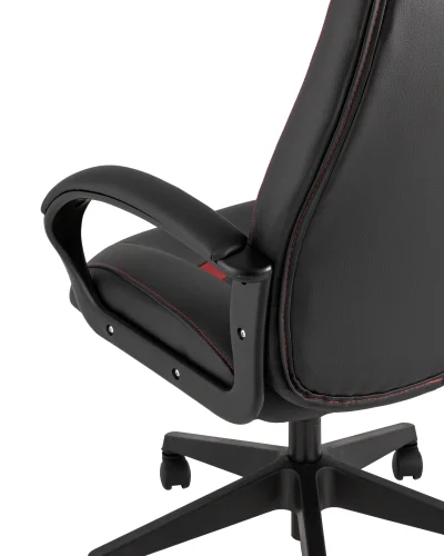 Кресло игровое TopChairs  ST-CYBER 8 RED  (Спинка и сиденье комбо ткань/экокожа, цвет черный/красный УТ000034843 Stool Group, красный/экокожа, ножки/металл/чёрный, размеры - ****655*770 фото 4