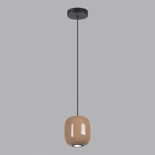 Светильник подвесной Ovali 5053/1G Odeon Light бежевый коричневый 1 лампа, основание чёрное в стиле современный шар фото 4