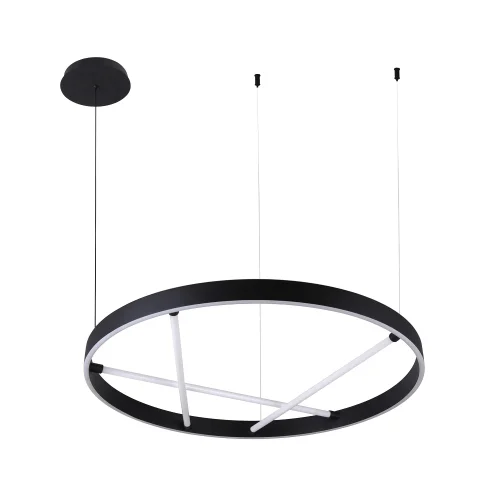 Светильник подвесной LED Ricco A1874SP-45BK Arte Lamp белый чёрный 1 лампа, основание чёрное в стиле современный хай-тек кольца