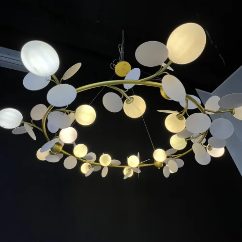 Люстра подвесная Matise 191867-26 ImperiumLoft белая на 18 ламп, основание золотое в стиле современный молекула шар фото 17