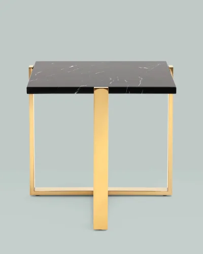 Журнальный столик Тоби 61*61, черный мрамор, сталь золото УТ000036328 Stool Group столешница чёрная из искусственный мрамор фото 2