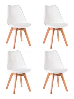 Стул обеденный набор 4 шт. SET-4 635PP-LMZL JERRY SOFT, цвет сиденья белый (W-02), цвет основания светлый бук Dobrin, /полимер, ножки/дерево/светлый бук, размеры - *830***490*540