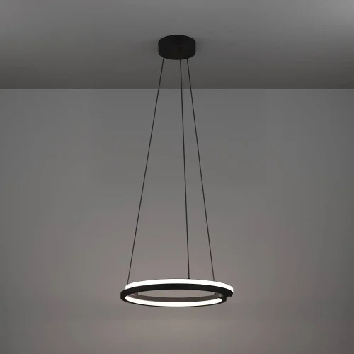 Светильник подвесной LED Mezzomonte 901822 Eglo чёрный на 1 лампу, основание чёрное в стиле хай-тек современный кольца фото 6