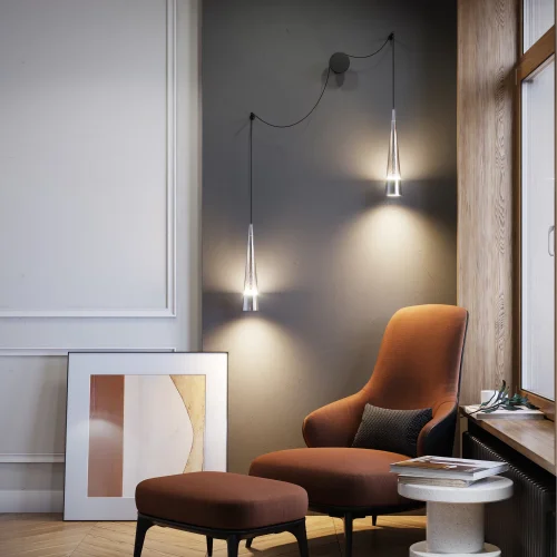 Бра LED Sintesi P090WL-L24CH3K Maytoni прозрачный на 1 лампу, основание хром в стиле современный фото 3