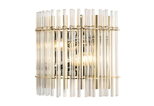 Бра AURELIO AP2 GOLD+CHROME/TRANSPARENT Crystal Lux прозрачный на 2 лампы, основание хром в стиле арт-деко фото 3
